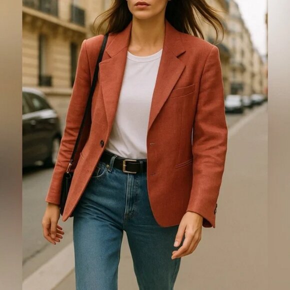 Vintage Raw Silk Blazer Rosewood - Picture 13 of 14